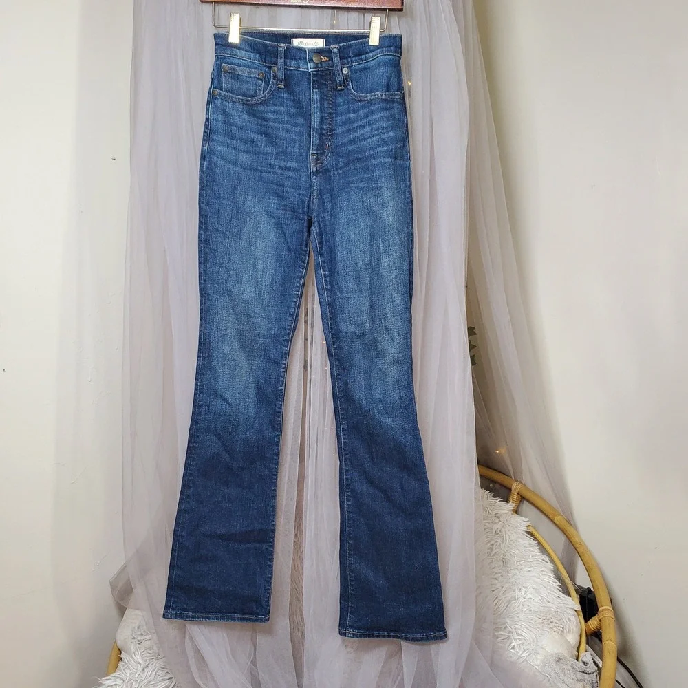 Madewell Skinny Flare Jeans Womens 26‎  Retro Y2K Blue Denim Stretch Fits 28x31